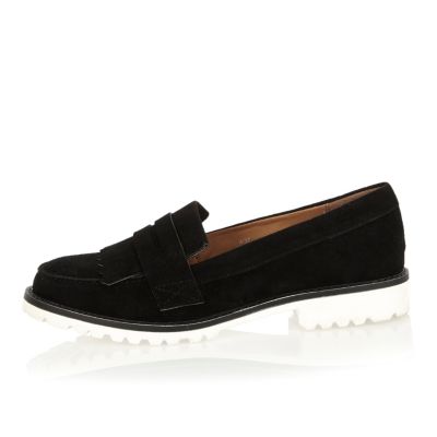Black cleated sole loafers